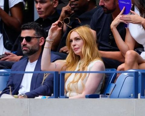 Lindsay Lohan arrived at Flushing Meadows Stadium to see Taylor Fritz and Jannik Sinner compete in a tennis competition.